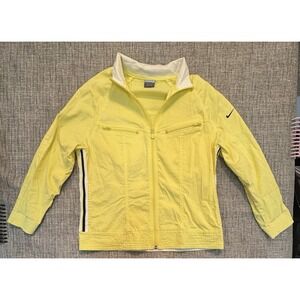 NIKE Size Small Jacket Running Dry-Fit Wind Breaker Play‎ Up Yellow White Black